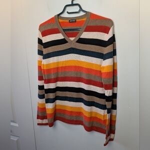 GERRY WEBER Women V Neck Sweater Stripes Colorful Long Sleeve Wool Mix ? Size ?